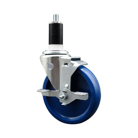 Service Caster 5'' SS Solid Poly Swivel 1-3/8'' Expanding Stem Caster with Brake SCC-SSEX20S514-SPUS-TLB-138